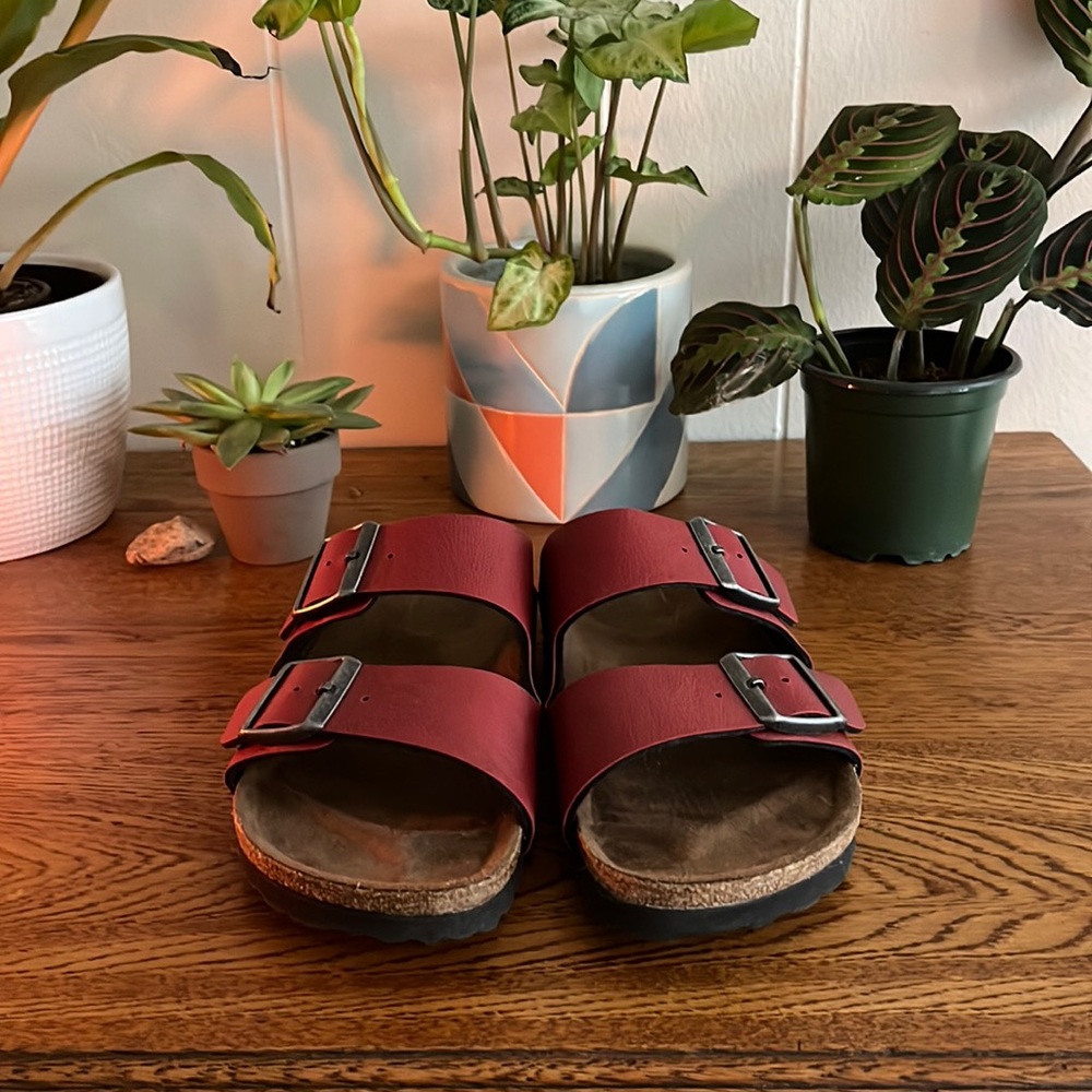 Red Vegan Birkenstocks